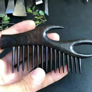 Handmade Seamless Natural Wood Massage Comb, Anti Static Pocket Wooden Comb ,Antlers  style Carved Comb, Gift for her