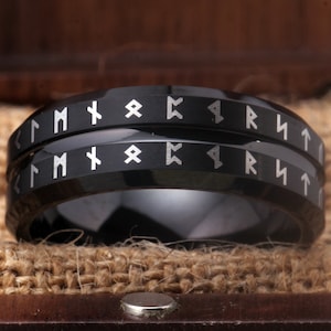 Tungsten Ring Custom Made Ring Viking Norse Ring Wedding Band Viking Ring Runic Ring Runes Ring Viking Wedding Band Nordic Ring Custom Ring