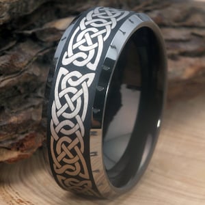 Viking Norse Ring Viking Runes Ring Black Band Ring Viking Runes Ring Viking Ring Tungsten Carbide Ring Free Custom Engraving Ring Gift Ring