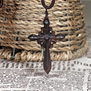 Handmade Seamless Natural Wood Massage Charm,The cross Pendant ,  Christian Style Carved Pendant .
