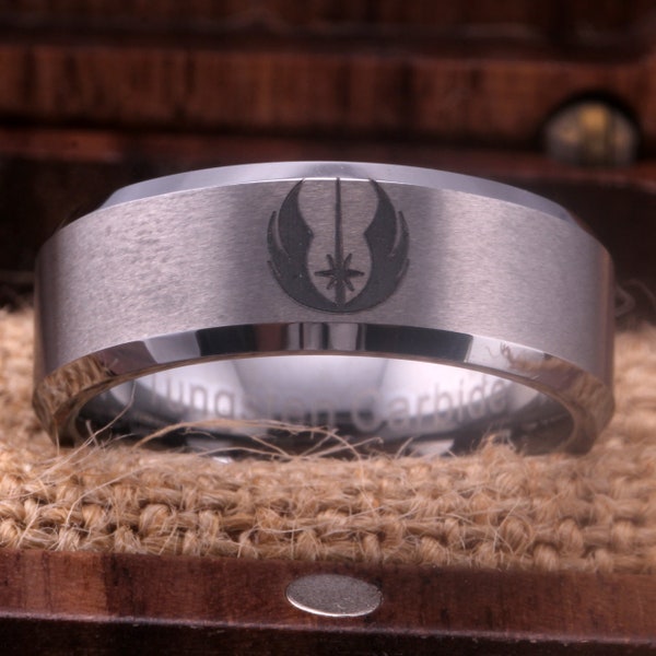 Jedi Silver Tone Tungsten Man Ring, Star Wars Silver Mens Ring, Young Padawan Silver Rig, Men Star Wars Jewelry, Star Wars Husband Ring