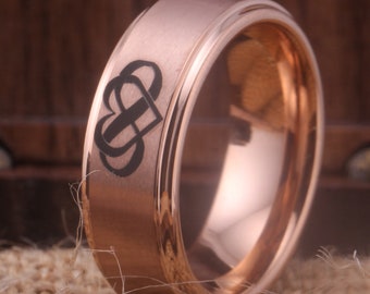 Infinity Heart Wedding Ring Tungsten Infinity Heart Ring Infinity Heart Design-Free Inside Engraving Promise Ring Anniversary Gift Ring