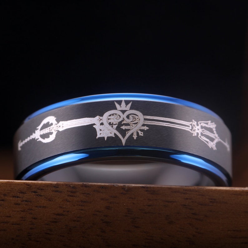 Wedding Band Kingdom Hearts Ring Oathkeeper Oblivion Ring Oathkeeper Ring Oblivion Ring Free Custom Engraved Kingdom Heart Tungsten Ring