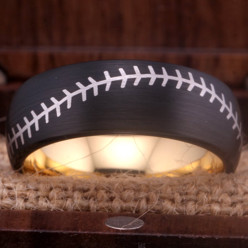 Baseball Ring Baseball Jewelry Baseball Stitch Pattern Laser Engraved ...