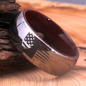 Silber Ton Wolfram Männer Wolf Ring, Amerika Flagge Ring Wolf Kopf Männer Ring, wilde Wolf Ring, Silber Wolf Schmuck, Lone Wolf Ring Wolf Geschenk