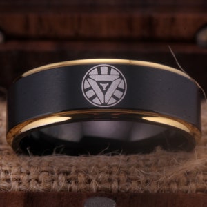Iron Man-ring Iron Man Reactor-ring Superheldenring gratis aangepaste lasergegraveerde wolfraamring I Love You 3000 zwarte trouwring jubileum