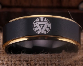 Iron Man Ring Iron Man Reactor Ring Super Hero Ring Free Custom Laser Engraved Tungsten Ring I Love You 3000 Black Wedding Ring Anniversary