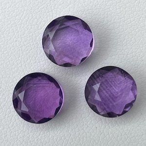 Faceted Amethyst Gemstones: 10.5 Carat Round Purple Trio, February Birthstone