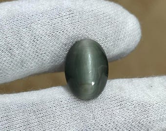 Natural Oval Cats Eye Chrysoberyl Cabochon: Indian Gemstone, 8.70 Carats