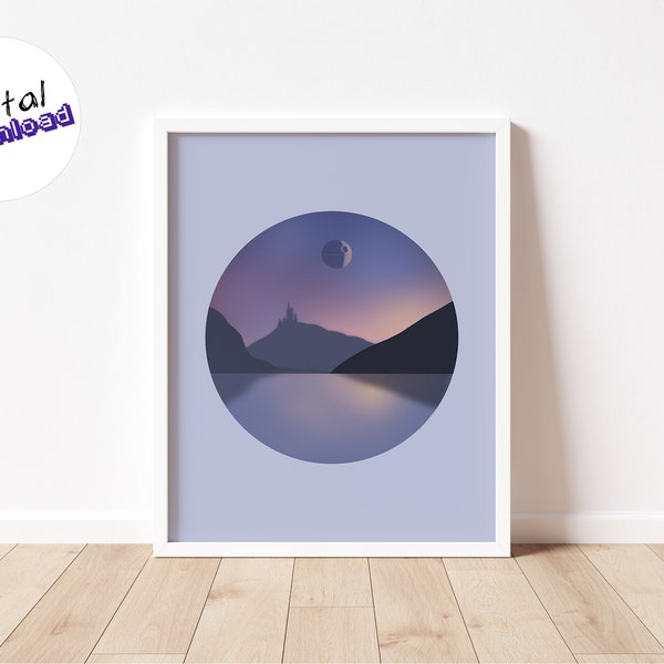 Alderaan landscape poster | Digital download | Death Star | Star Wars| Geek | Minimalist | Wall art