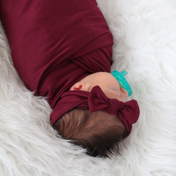 Baby girl swaddle blanket with bow