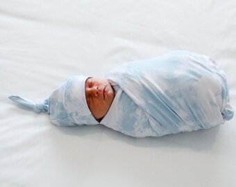light blue swaddle