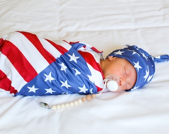 American Flag Baby Swaddle Blanket 4th of July Swaddle Newborn Swaddle Boy girl Blanket Swaddle Set Red White and Blue Swaddle Etsy