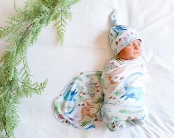 dinosaur swaddle set