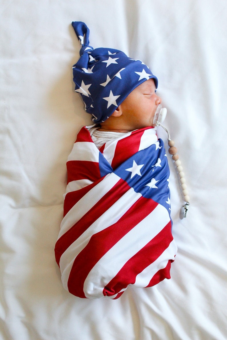 American Flag Baby Swaddle Blanket 4th of July Swaddle Etsy