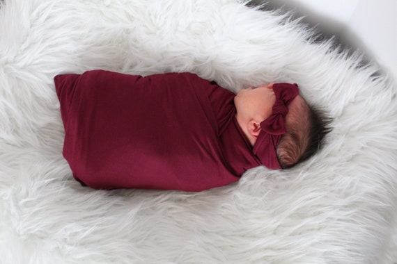Maroon Baby Swaddle Blanket Purple Baby Swaddle Set Stretchy Knit Blanket Bow and Swaddle Set Newborn Blanket Baby Girl Purple Swaddle Etsy Canada