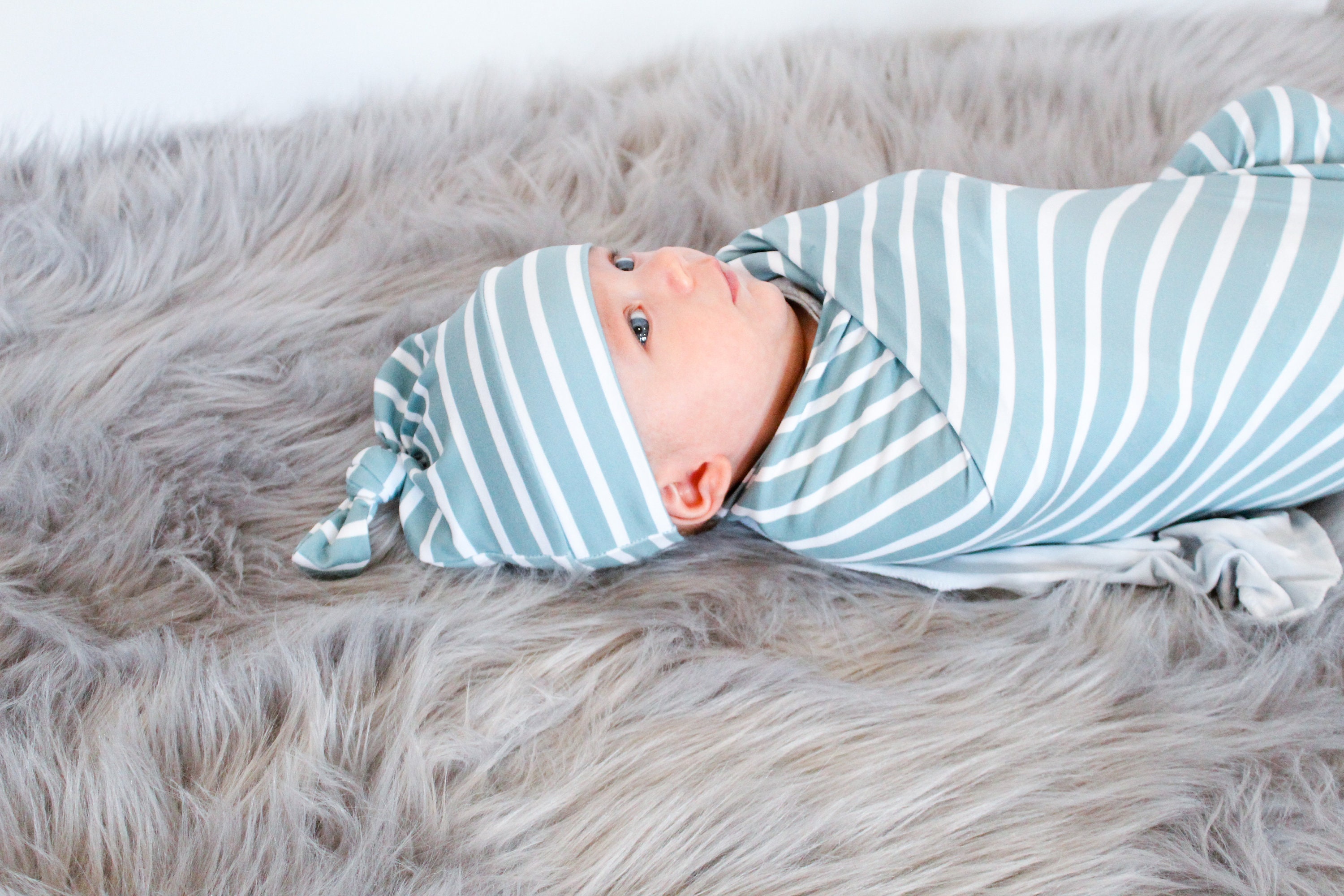 Blue Striped Baby Swaddle Blanket Newborn Swaddle Boy Baby Etsy