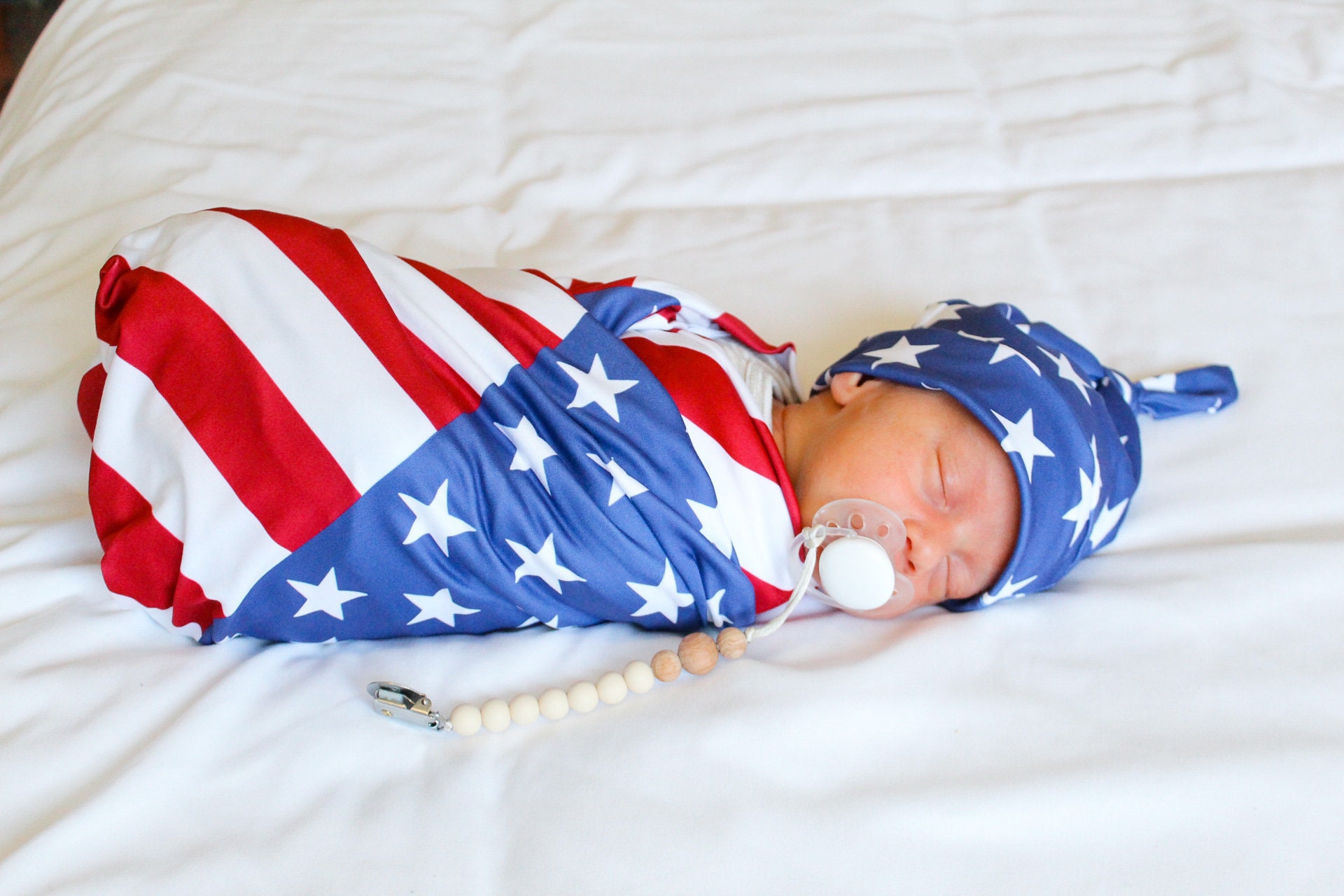 American Flag Baby Swaddle Blanket, 4th of July Swaddle, Newborn Swad…