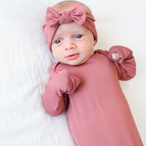 Solid Pink Newborn Knotted Gown, Baby Outfit, Baby Gown, Newborn Dress ...