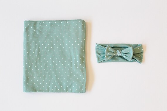 Polka Dot Swaddle Blanket Newborn Swaddle Girl Baby Blanket Swaddle Set Bow Set Swaddle and Bow Set Stretchy Knit Swaddle Etsy Canada