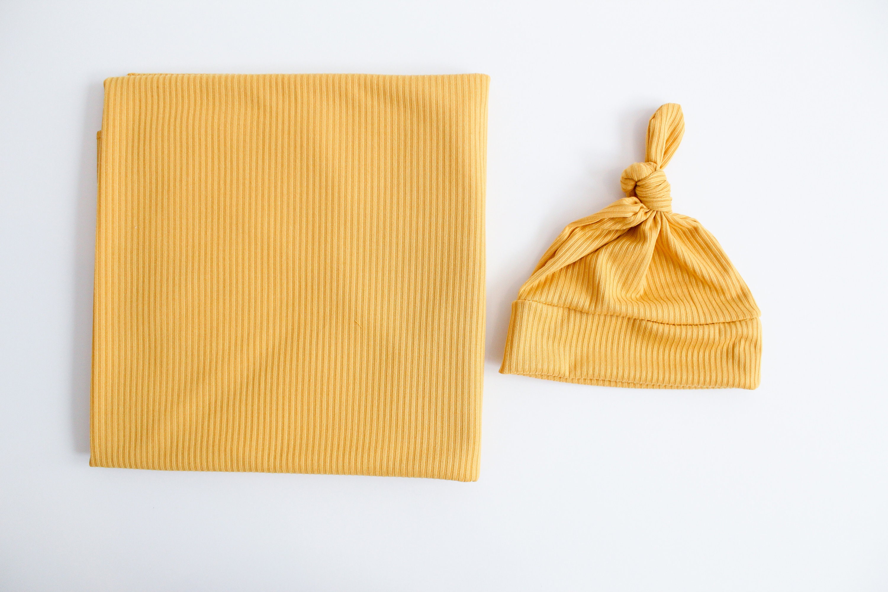 Yellow Ribbed Knit Baby Swaddle Blanket Newborn Swaddle Etsy