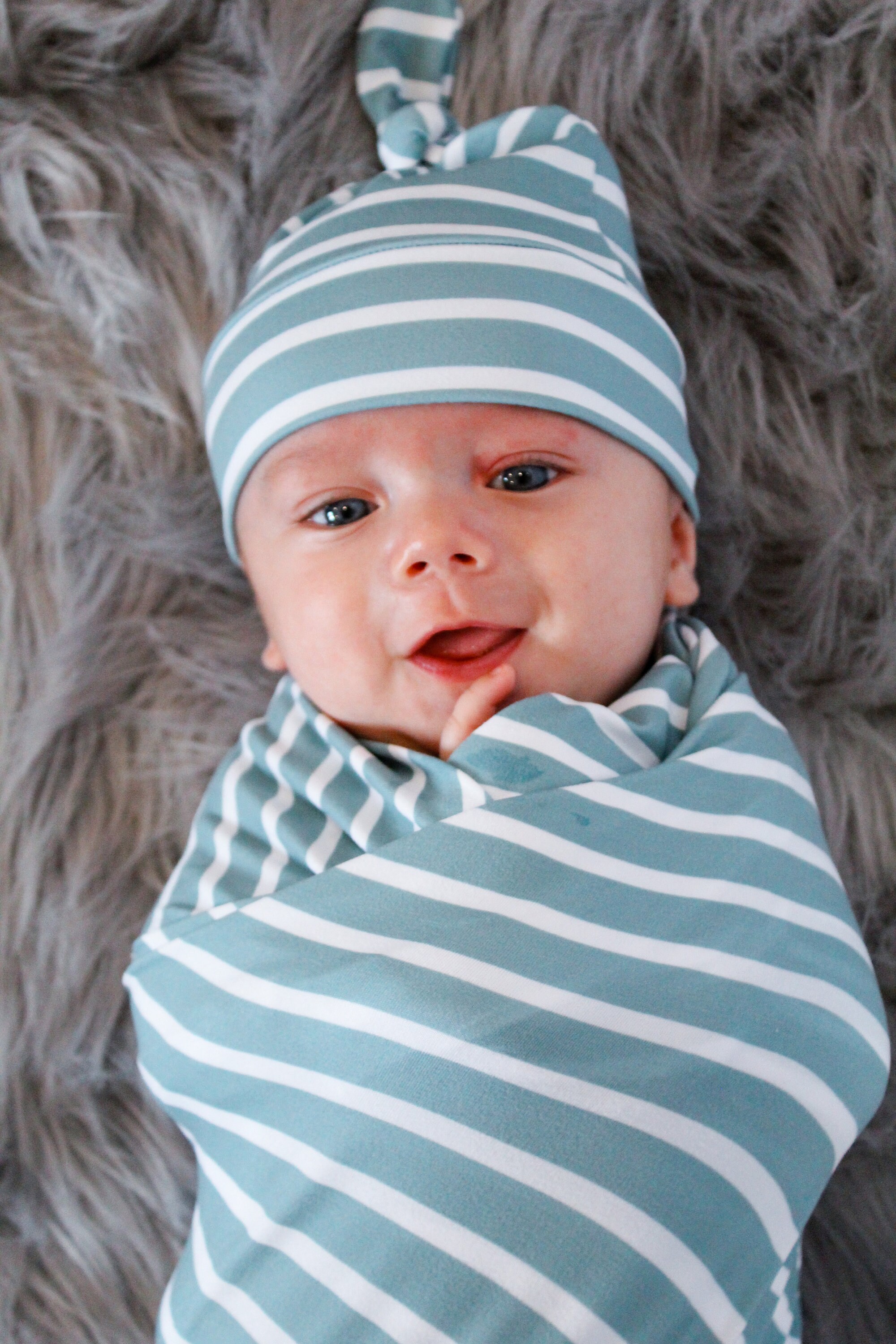 Blue Striped Baby Swaddle Blanket Newborn Swaddle Boy Baby Etsy