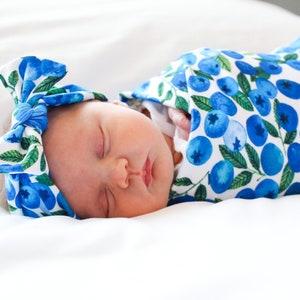 Blueberry Baby Swaddle Blanket, Baby Swaddle, Fruit Baby Blanket, Newborn Swaddle, Baby Blanket, Swaddle Set, Stretchy Knit Swaddle