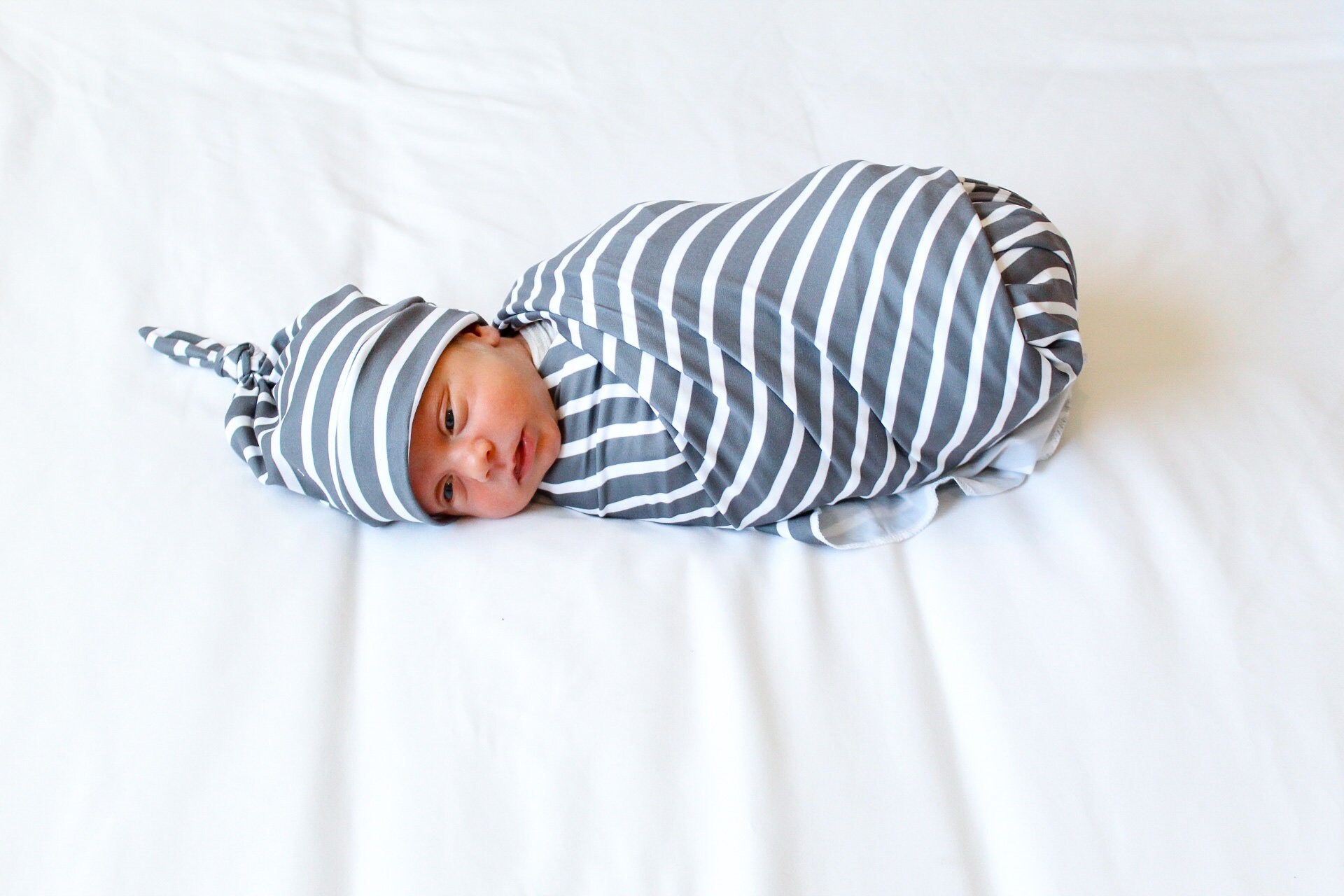 Gray Striped Baby Swaddle Blanket Newborn Swaddle Boy/Girl Etsy