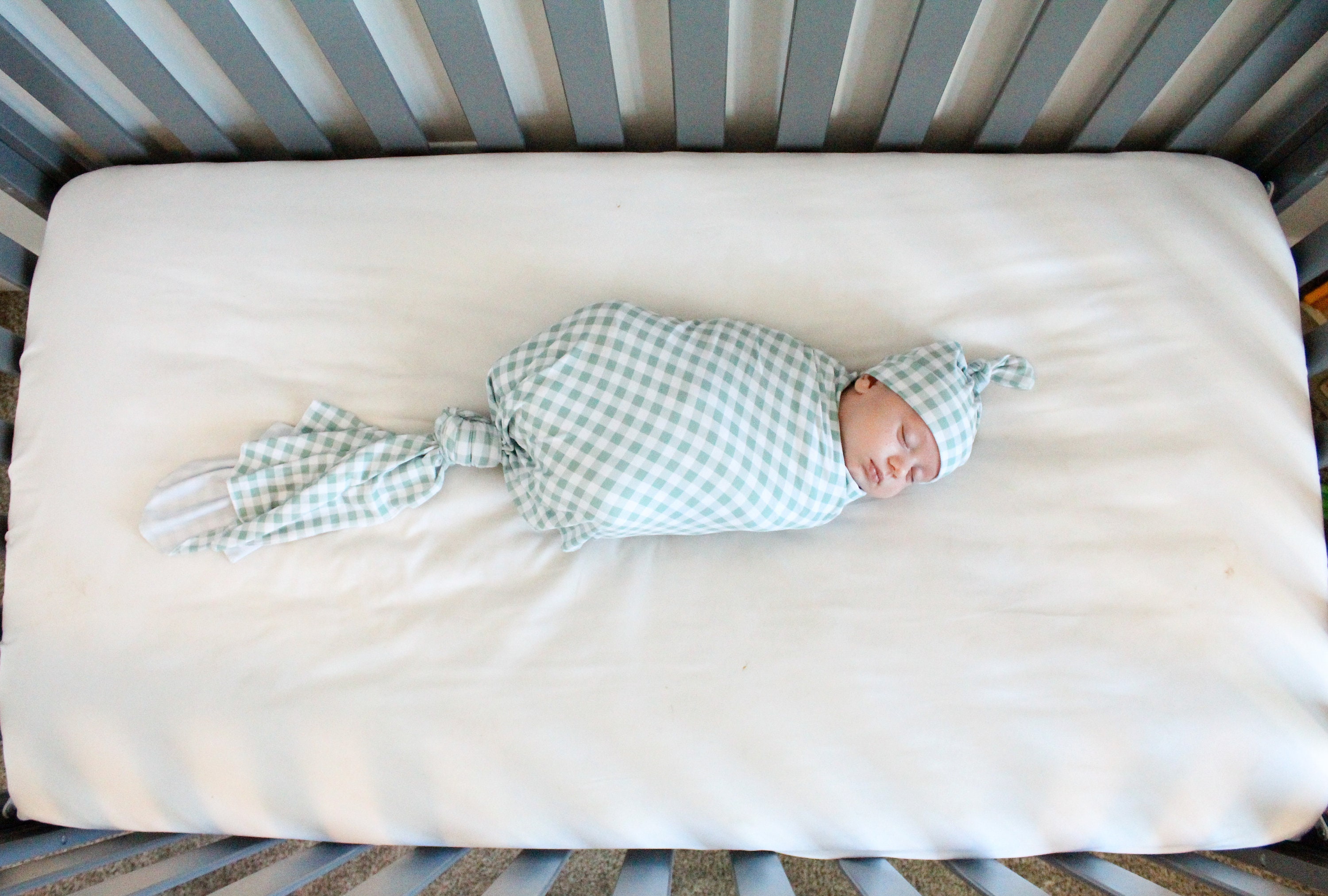 Green Checkered Baby Swaddle Blanket Buffalo Check Swaddle Etsy