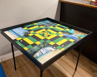 Custom 32-inch x 32-inch Jamaican Ludi, Ludo, Loody Dice Game Table with Collapsible Legs