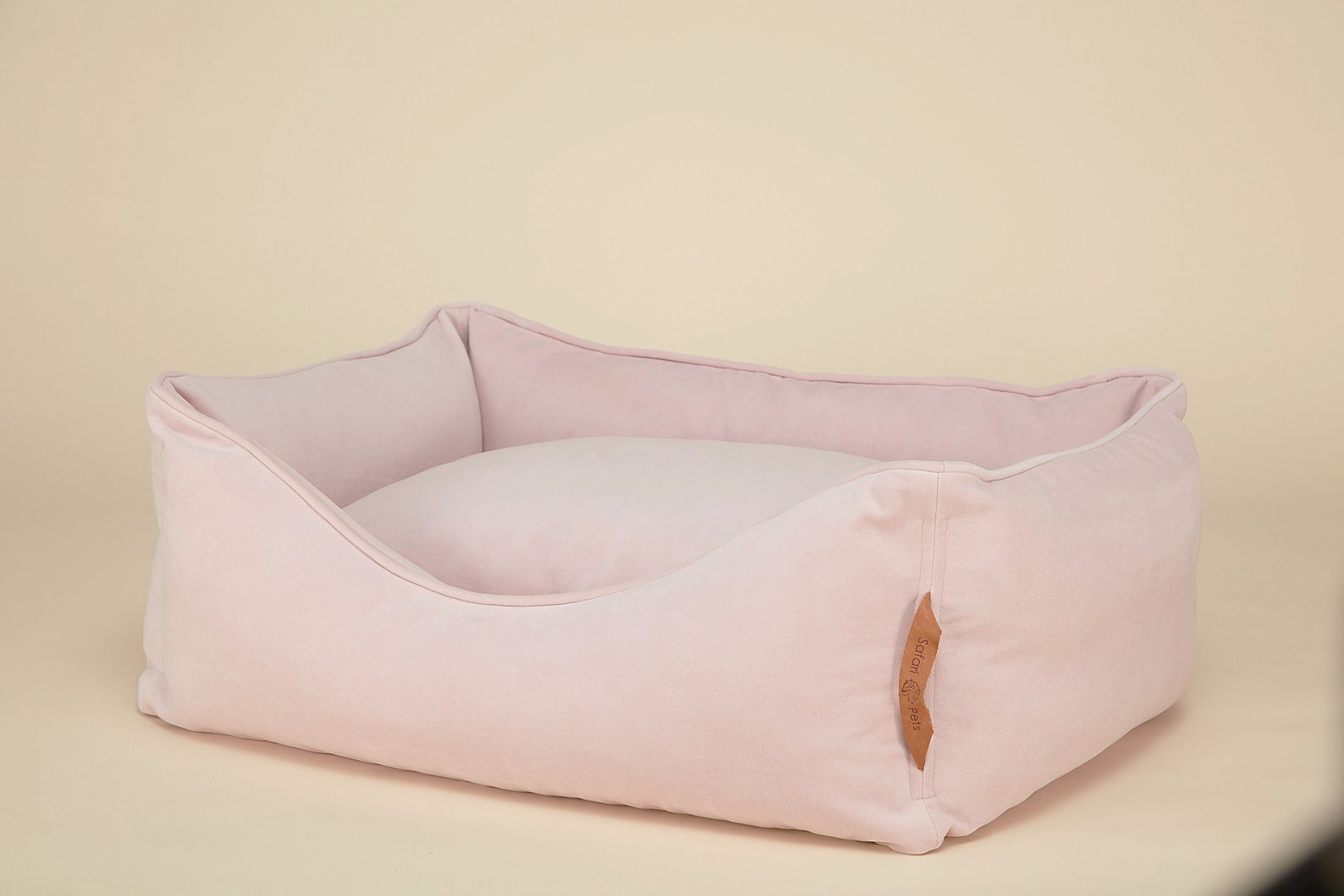 Pink dog bed for a comfortable sleep with anatomical pillow. Etsy