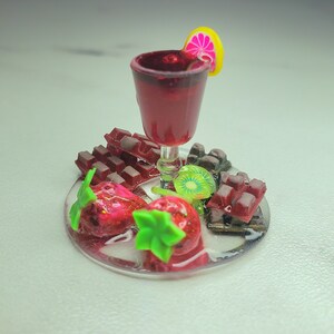 Fruit drink and chocolate plate 1:6 scale dollhouse miniature