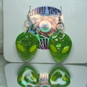 Alien head resin earrings