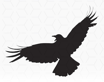 Crow Silhouette SVG: Flying Bird Clipart (Digital Download)
