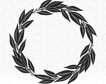Leaf Wreath Silhouette SVG file for Cricut and cutting machines, SVG, Leaf Wreath Clip Art, Leaf Wreath Silhouette