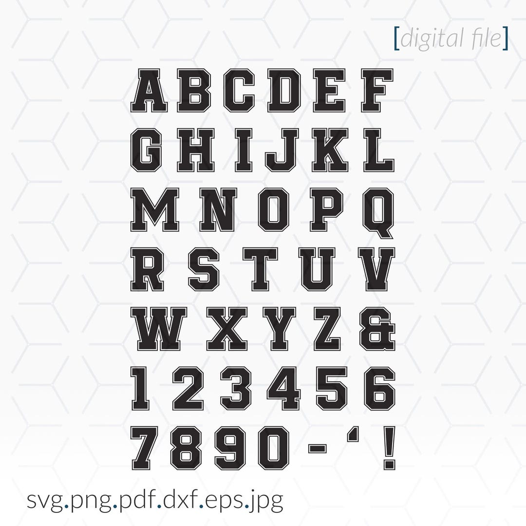 Varsity Font SVG: College Football Letters & Numbers (digital Download ...