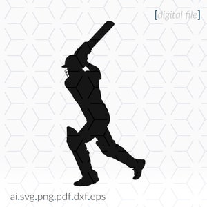 Fichier SVG Silhouette de cricket pour Cricut et machines de découpe, joueur de cricket SVG, clipart golfeur, fichier SVG Cricut, silhouette de joueur de cricket