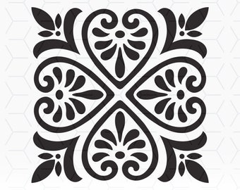 Floral pattern stencil for printing, Cricut and cutting machines