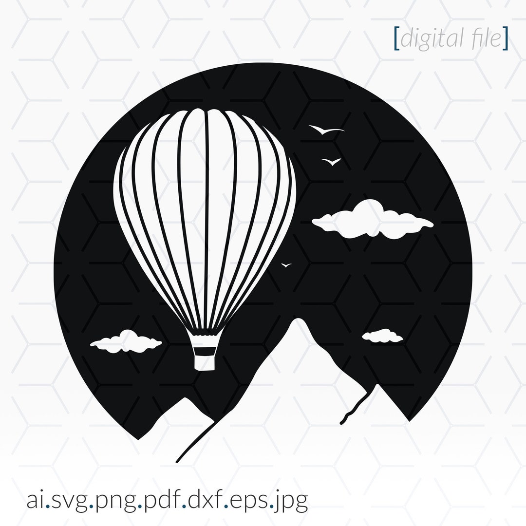 Hot Air Balloon SVG File for Printing and Cutting, Hot Air Balloon SVG