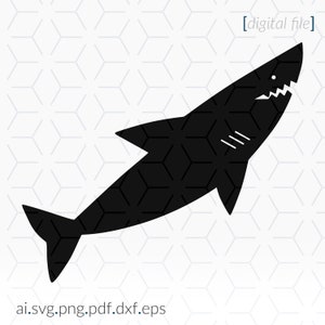Shark SVG file for cutting machines, Shark Silhouette, Shark Clip Art, Cricut SVG File, Cricut Stencil