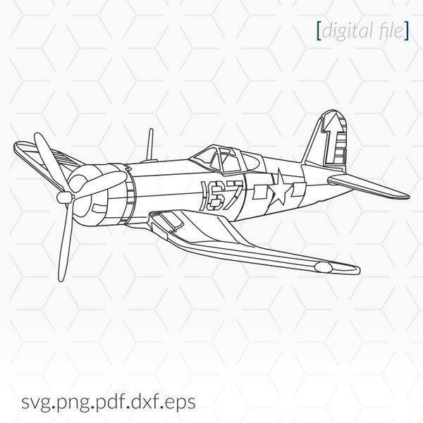 Corsair Line Drawing SVG file, Corsair Plane SVG, Corsair Clip Art, Cricut SVG File, Corsair svg line drawing