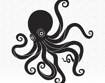 Archivo SVG de silueta de pulpo: Cricut, máquinas de corte (descarga digital)