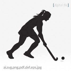 Arquivo SVG de silhueta de hóquei em campo para projetos de corte e impressão, SVG de hóquei, Clip Art de hóquei, Arquivo SVG Cricut, Silhueta
