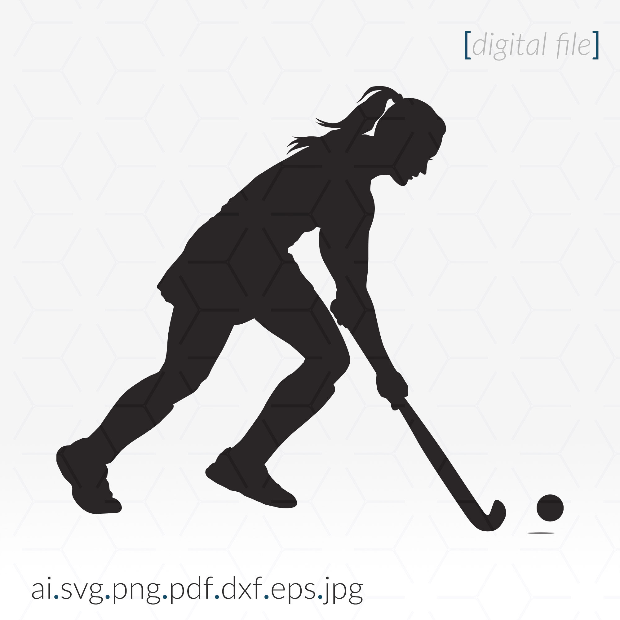 Field Hockey Player, Pen & Ink Sketch SVG Cut file by Creative
