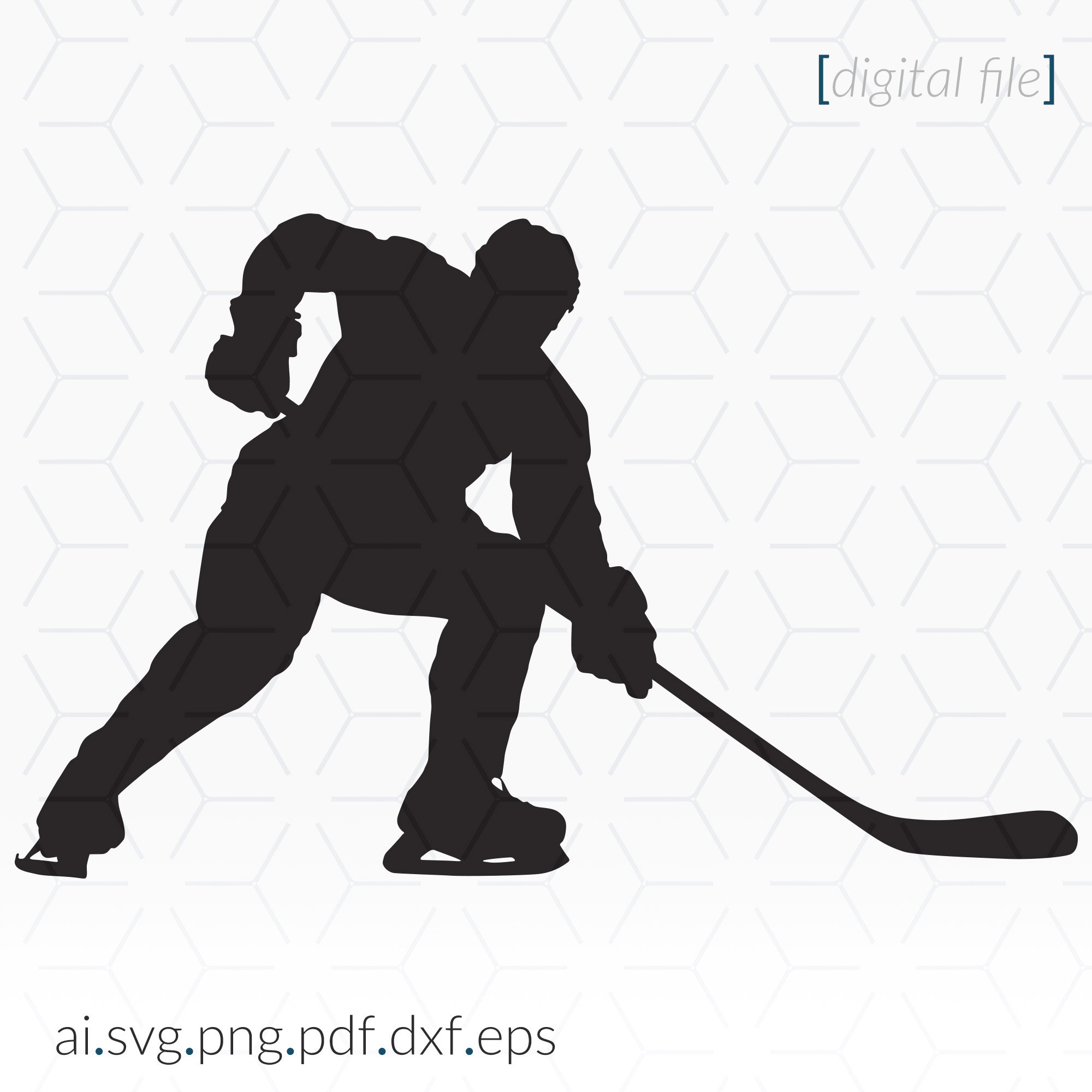 hockey player silhouette clipart vector graphic Digital stamp svg png jpg  eps hockey puck