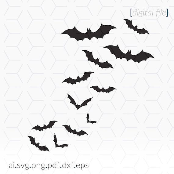 Bats SVG Set: Halloween Clip Art, Cricut Stencil (Digital Download)