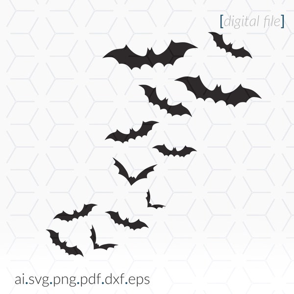 Bats Set SVG for printing and cutting projects, Bats SVG, Bats Clip Art, Halloween SVG File, Cricut Stencil