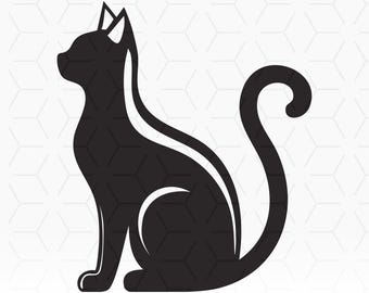 Black Cat Silhouette SVG: Halloween Vector Clipart for Cricut (Digital Download)