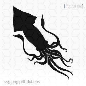 Squid Silhouette SVG file for Cricut and cutting machines, Squid SVG, Octopus Clip Art, Cricut SVG File, Squid Silhouette
