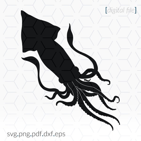 Squid Silhouette SVG file for Cricut and cutting machines, Squid SVG, Octopus Clip Art, Cricut SVG File, Squid Silhouette